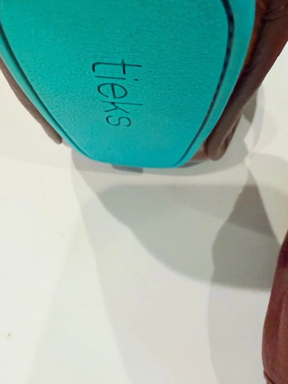 Tieks Kids Brown Leather Ballet Flats with Teal Pull Tab